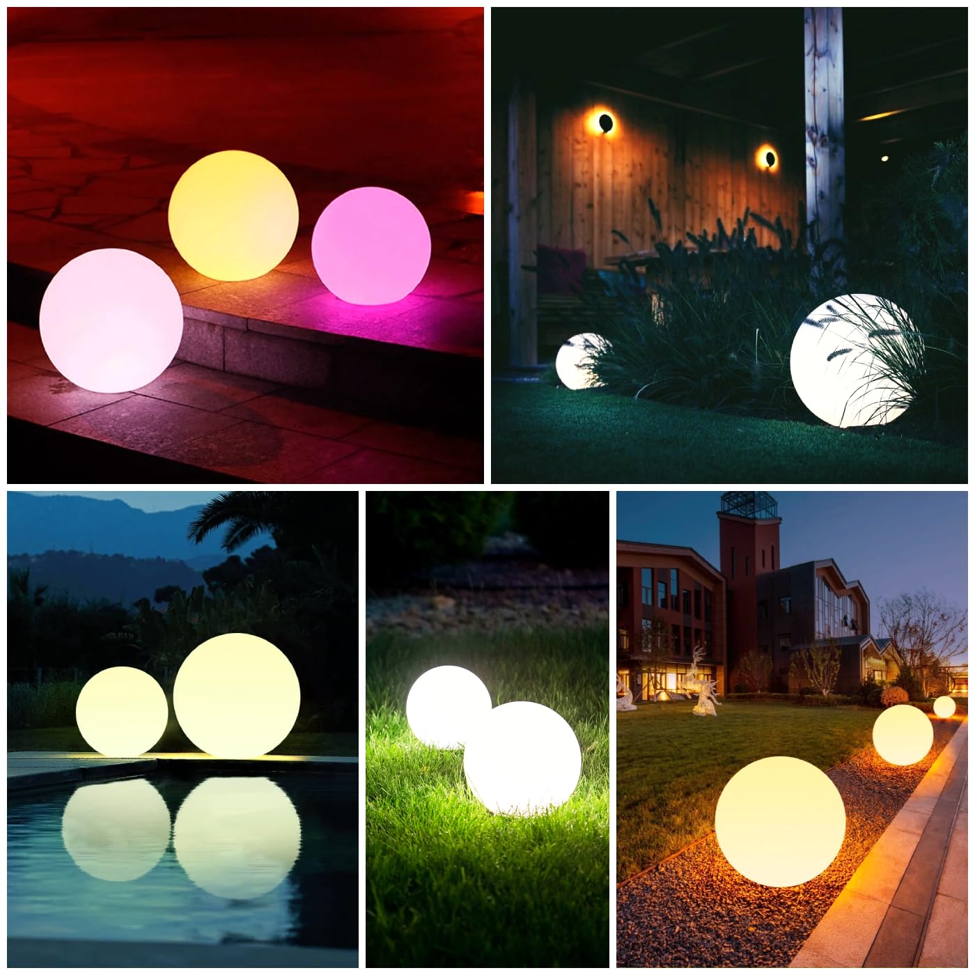 Lumiled Kugelleuchte Außen Weiß Ø30cm E27 IP44 Kugellampe | Milchig, Gartenkugel, Lichtkugel, Wetterfest, Inkl. Anschlusskabel 1,95m, Außenkugelleuchte für Garten, Wege und Terrasse