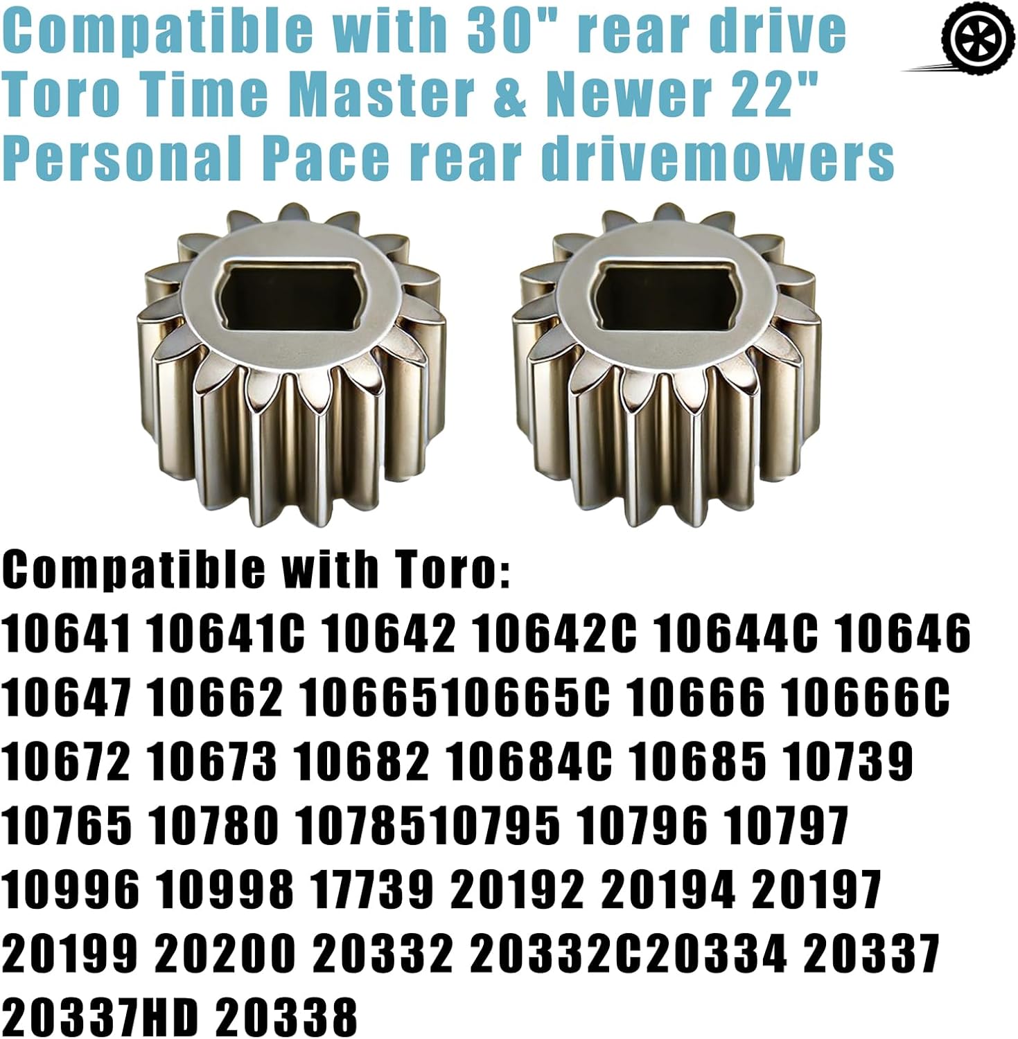 Rear Drive Wheels 137-4835 Replacement for Toro Mower,119-3822 Metal Gear Mower Wheels Compatible with Toro 20332, 20333, 20334, 20337, 20372, 20373, 20374 22" Recycler Lawn Mowers（Pack of 2)