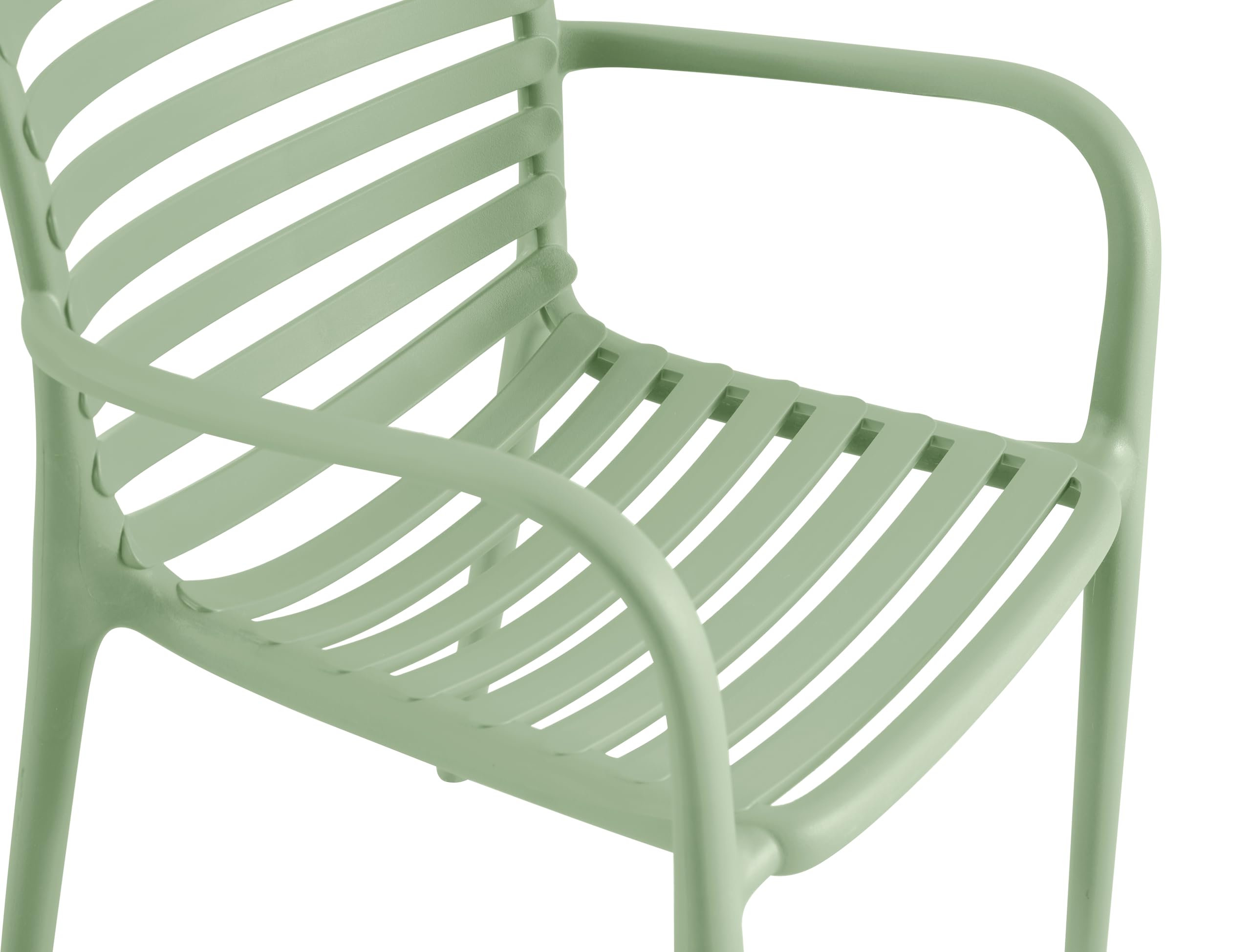 METRO Professional Silla Apilable Elaria con Reposabrazos, Polipropileno, 56x56x80 cm, Resistente UV, Verde Aguacate
