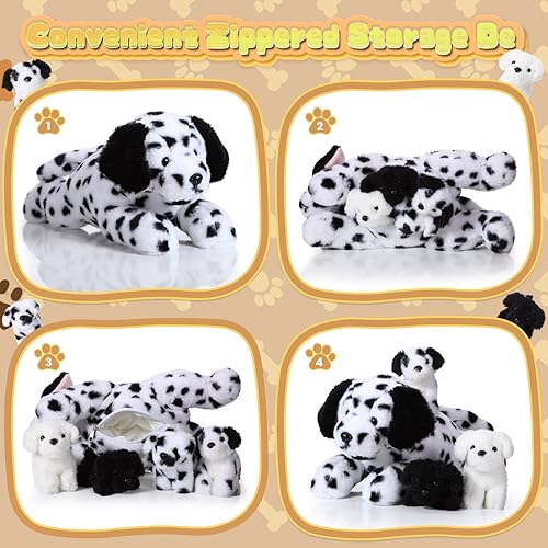 Miniatura 3 de 5 Pieces Dog Stuffed Animal Puppy Stuffed Animal 1 Big Mommy Dog with 4 Mini Baby Cute Soft Plush Dog Stuffed Dog with Puppies for Birthday