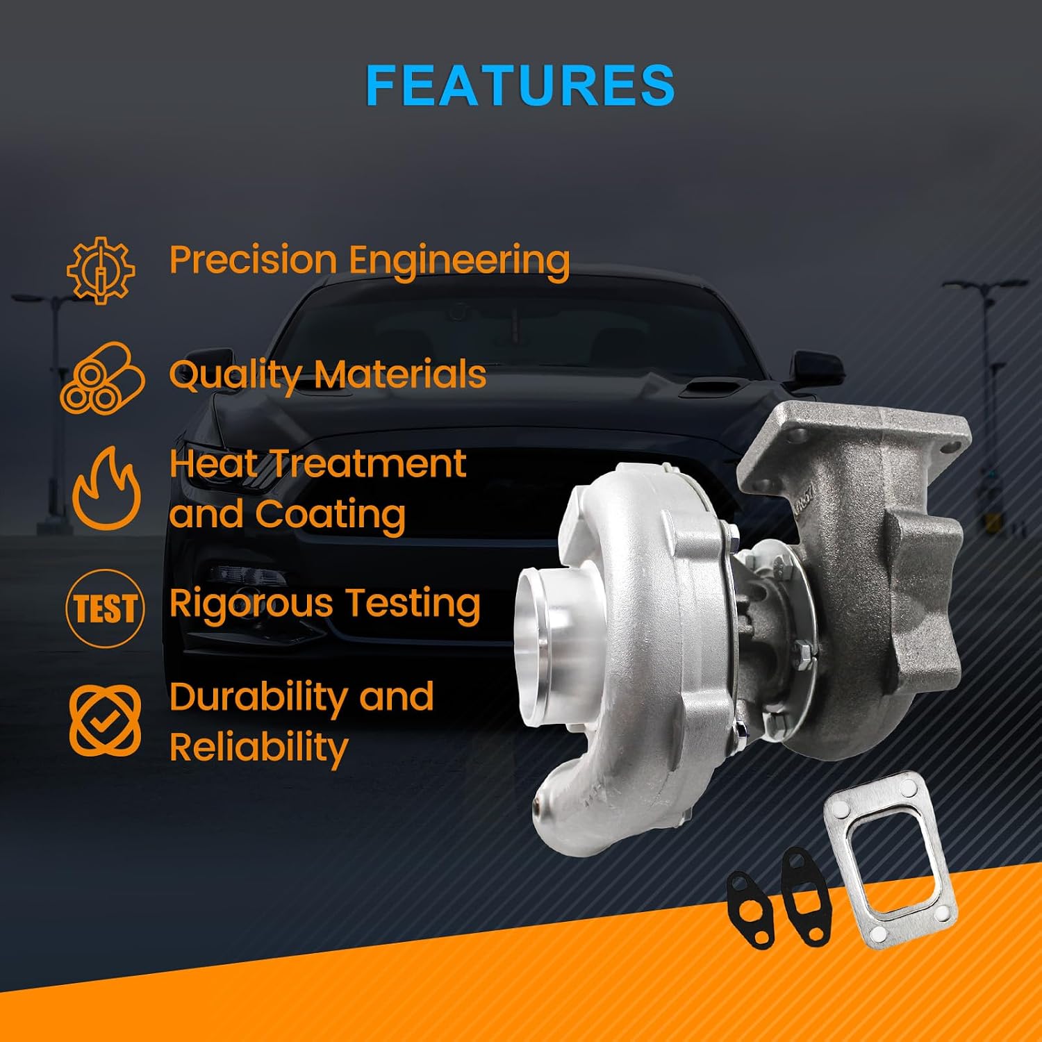 T04e T3/T4 57 A/R 57 Turbo Turbocharger Kit Fits for 1.5L-2.5L Engines for 3.0L-5.0L Engines In Twin Turbo Application Capable To 800hp Oil Cooled Precision