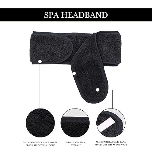 Miniatura 5 de Simnice 6 diademas faciales de spa ajustables para mujeres, maquillaje, ducha, baño, envolturas faciales, diadema deportiva, toalla elástica