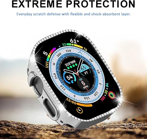 Miniatura 2 de Miimall Funda compatible con Apple Watch UltraUltra 2 de 1.732 pulgadas, con cristales brillantes chapados en diamantes a prueba de golpes, marco