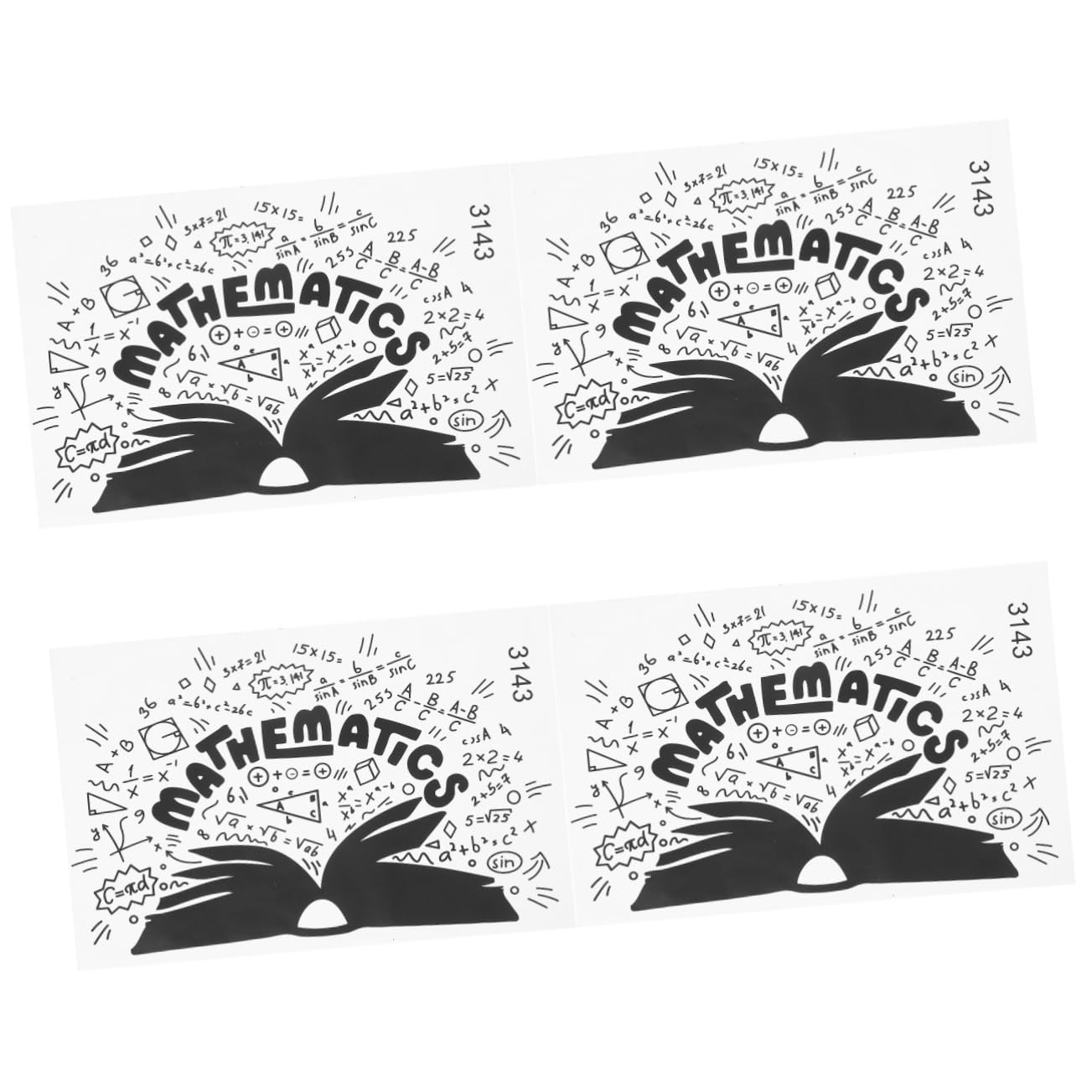 Operitacx 4 Fogli Adesivo per pareti equazioni matematiche adesivi da parete adesivi muro adornare adesivo da parete decalcomanie da parete Adesivo numerico Decorazione matematica pvc