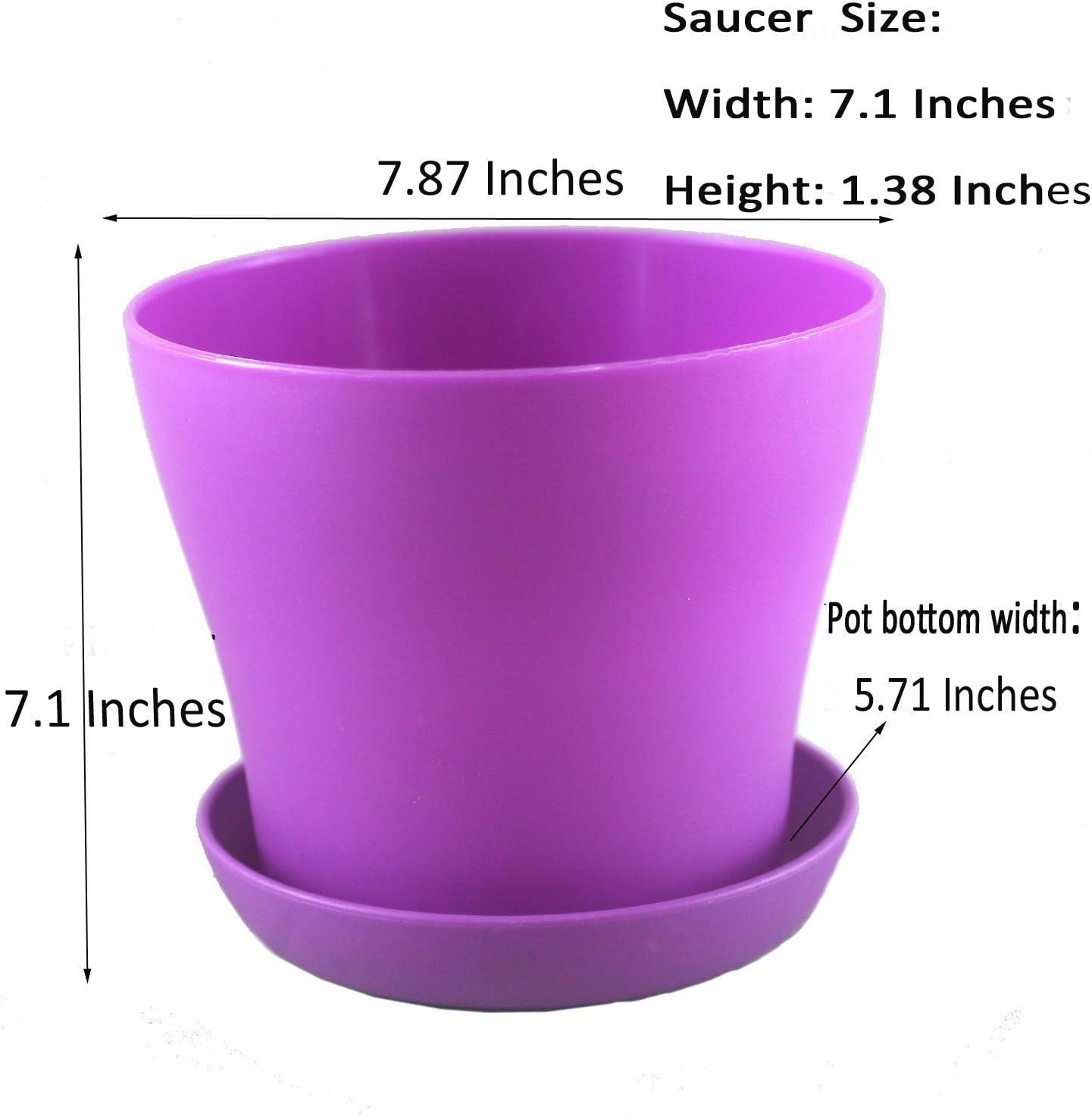 TRUEDAYS 7.8" Plastic Flower Pot Planter with Pallet 8 Colors