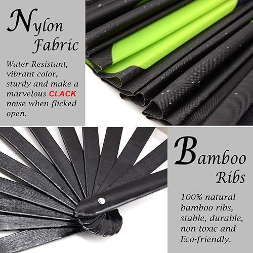 Miniatura 6 de OMyTea Pride Rainbow Fan - Ventilador de mano plegable grande para hombres y mujeres, para EDM, festival de música, club, evento, fiesta, baile,