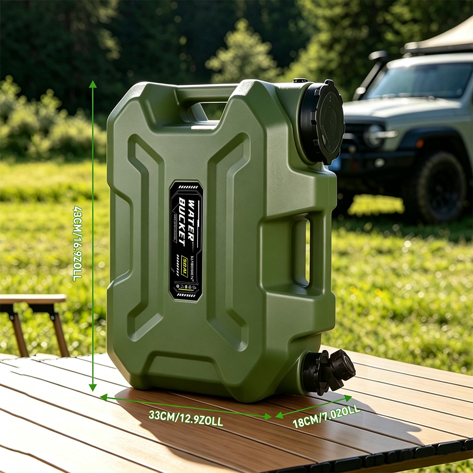 Bidon d'eau de 18,9 l avec robinet, brosse et tuyau vert