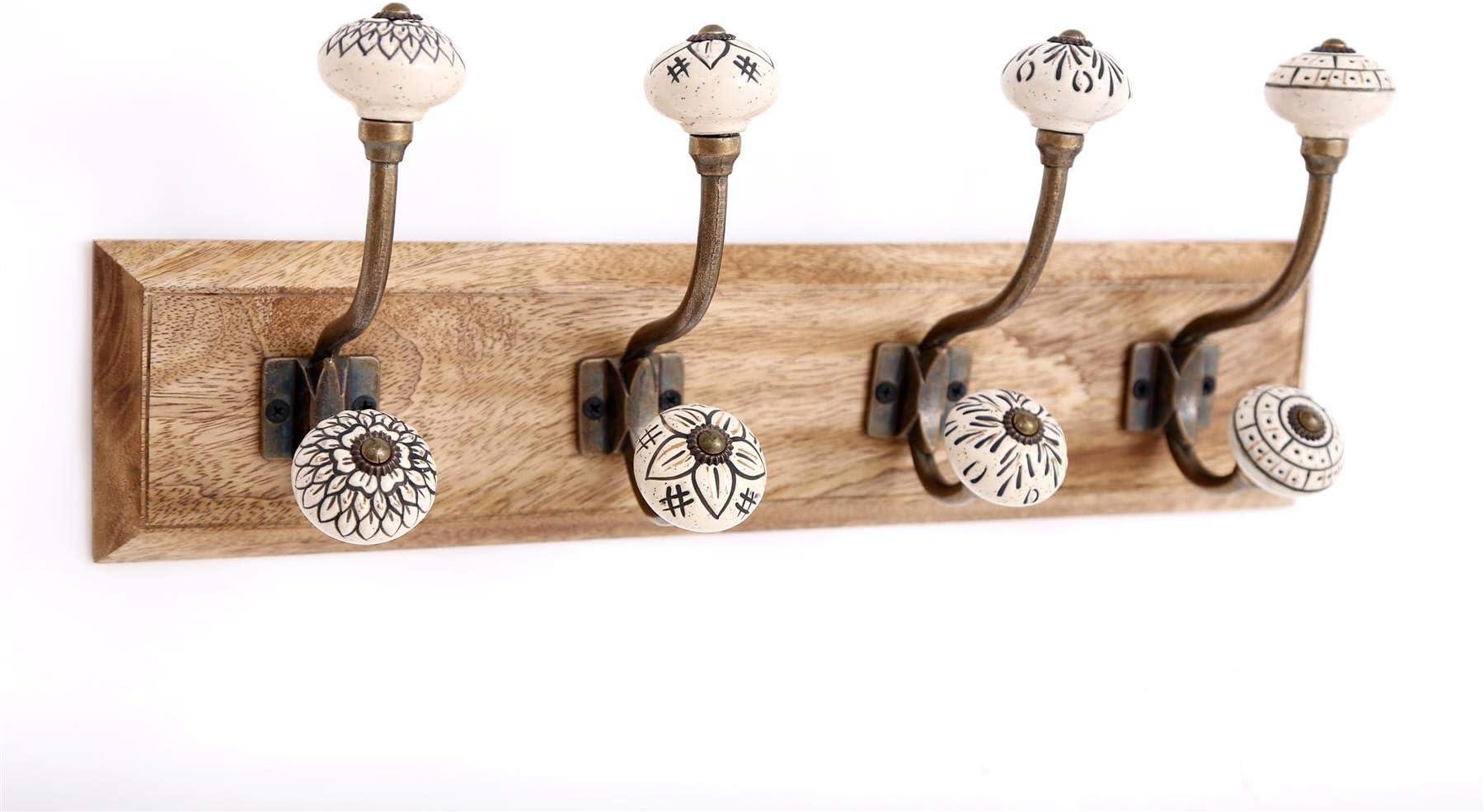 Sifcon International PlcWood, Ceramic & Iron 4-Hook Storage Hanger