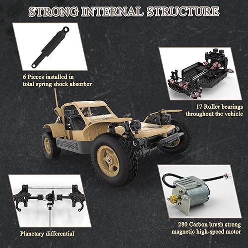 Miniatura 3 de Coche de control remoto todo terreno, escala 116 4WD Off Road RC Cars, 280 cepillo de carbono fuerte motor magnético de alta velocidad, 2.4Ghz
