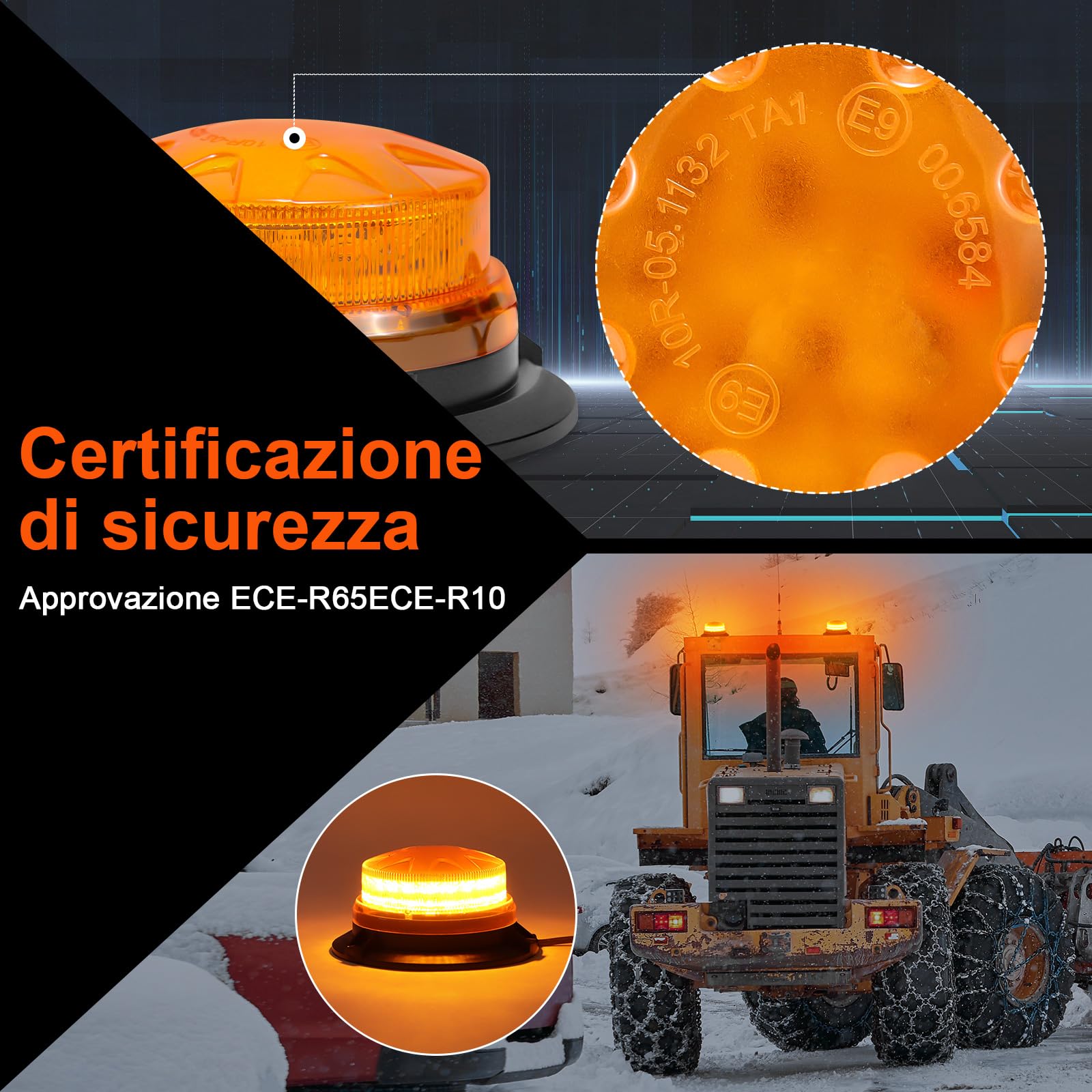 antom lampeggiante led 2 Pezzi, 9-60V lampeggiante trattore con Cavo da 3 Metri e Doppio Interruttore per Carrelli Elevatori, Trattori, Rimorchi, UTV, SUV - Ideale per Cantieri e Traffico Stradale
