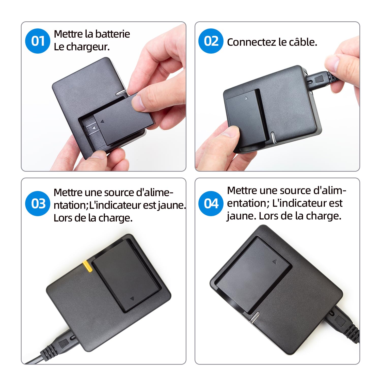 LP-E5 Chargeur de Batterie LC-E5 LC-E5E Compatible avec Canon EOS 1000D, EOS 450D, EOS 500D, EOS Kiss F, EOS Kiss X2, EOS Kiss X3, EOS Rebel T1i, EOS Rebel XS, EOS Rebel Xsi