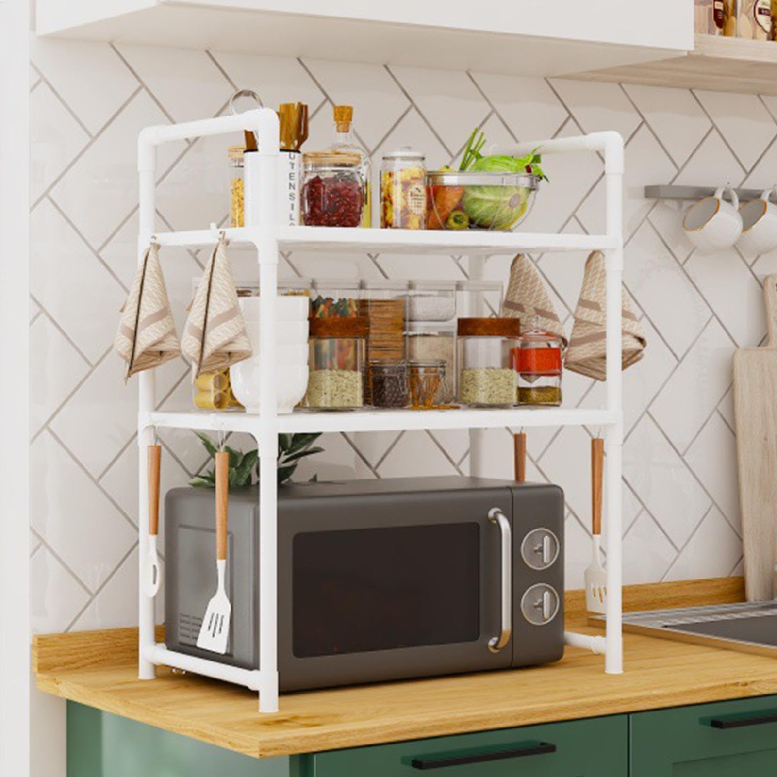 Support de comptoir pour micro-ondes – Étagère de cuisine pour four à micro-ondes | Étagère de comptoir de cuisine | Étagère de boulangerie pour cuisine | Support de rangement utilitaire