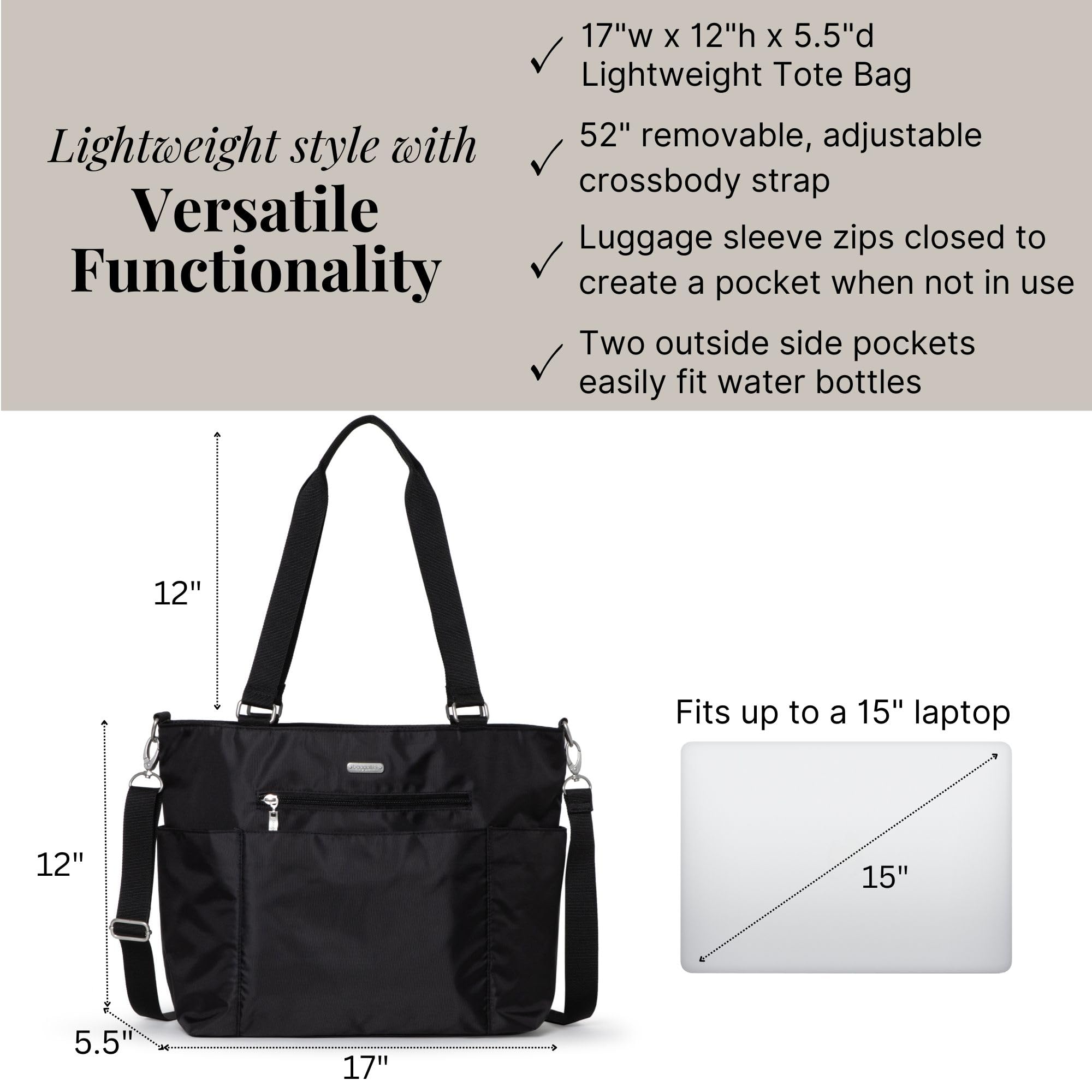 Baggallini Essential Laptop-tragetasche Essential Laptop-Tragetasche für Damen – Arbeitstasche mit Laptop-Hülle – Reise-Schultertasche mit Gepäckhülle
