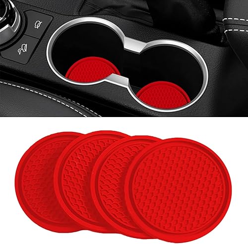 Miniatura 8 de ijuicy 4 posavasos para automóvil, posavasos antideslizantes de 2.75 pulgadas, posavasos de silicona para automóvil, tapetes impermeables con forma