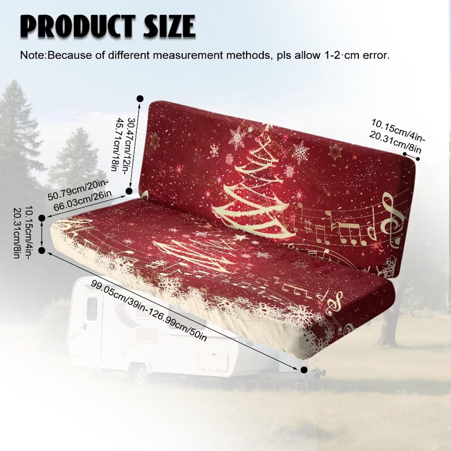 AFPANQZ RV Dinette Cushion Covers with 1 Backrest Cover & 1 Bench Cover, Christmas Tree Star Flannel Camper Seat Slipcover Stretch Sofa Loveseat Chair Protector for RV Camper Car