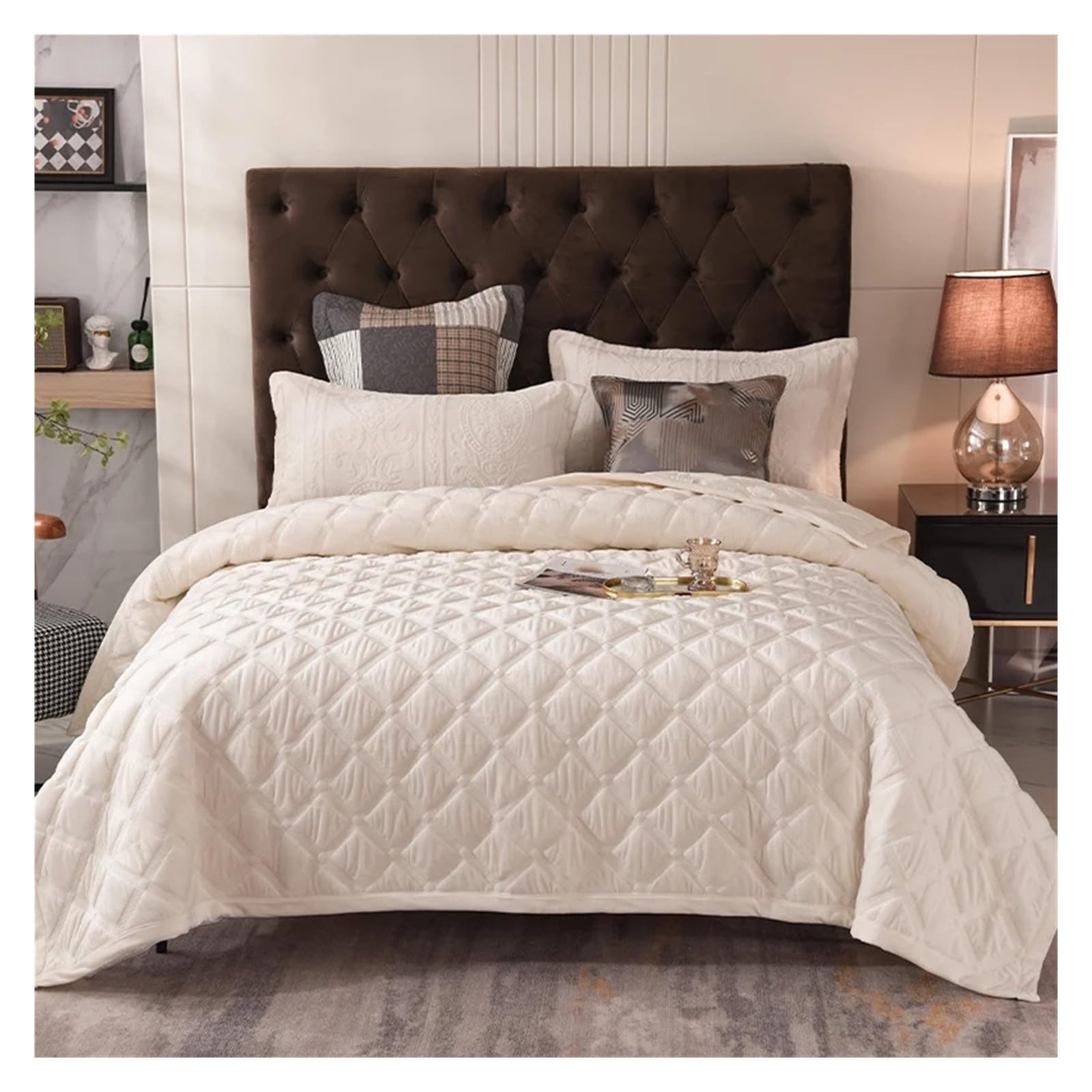 ADOVZ Copriletto invernale in velluto spesso sul letto coperta plaid copriletto coprimaterasso trapunta biancheria da letto Copriletti Compatible with lenzuolo matrimoniale,Lenzuola