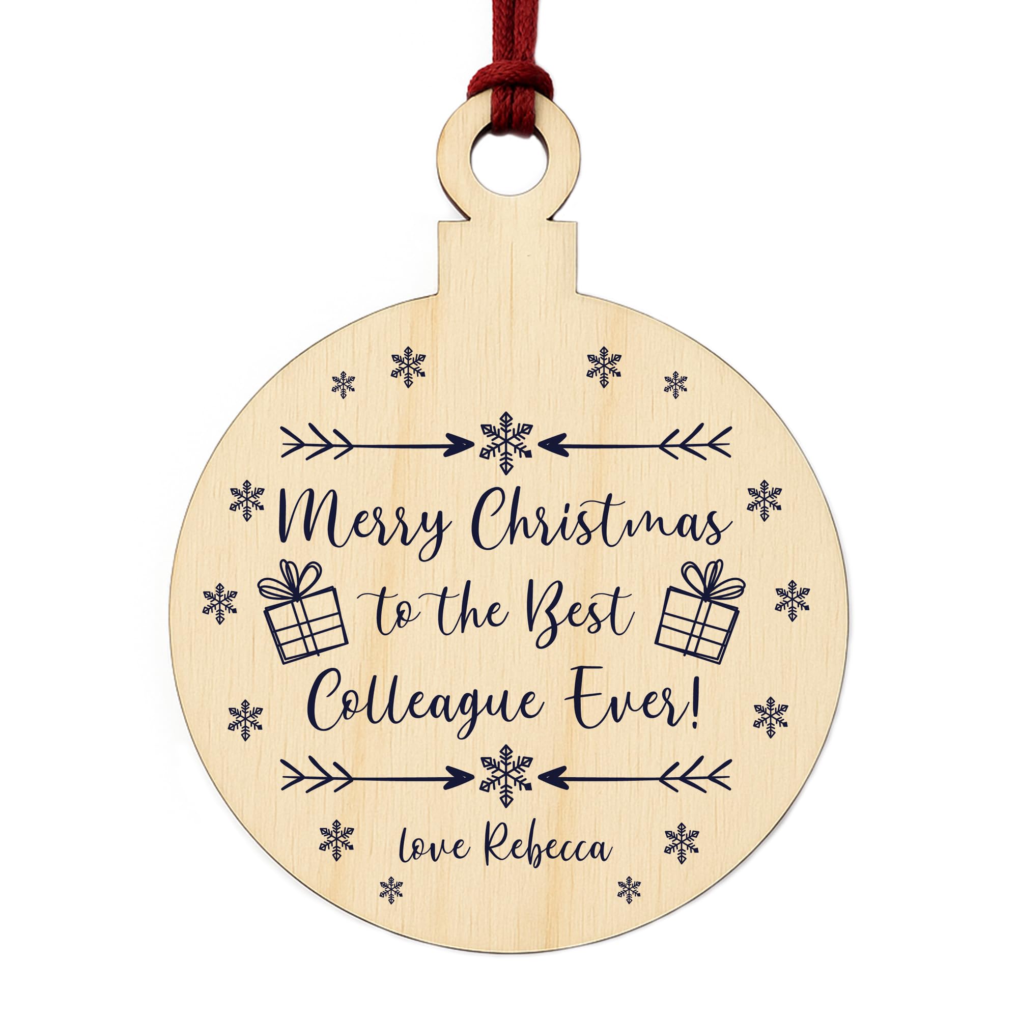 For Colleague Wood Bauble Tree Decor PERSONALISED Gift For Friend