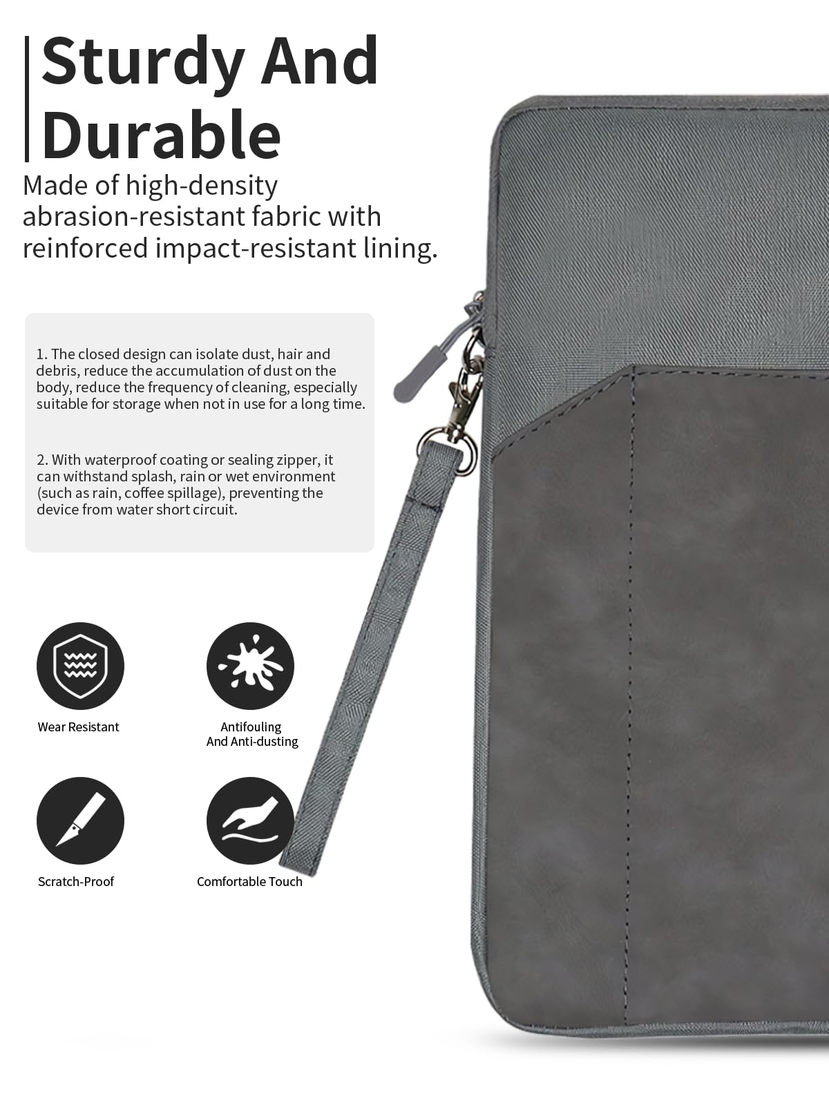 Custodia per tablet Remarkable Paper Pro Move (7,3 pollici), protezione completa, impermeabile, leggera e portatile, grigio scuro