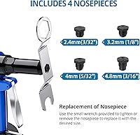 Vista 7 de AUTOUTLET Kit de pistola de remache neumática, remachadora resistente, 4 tamaños, herramienta de remachado hidráulico de aire para campos