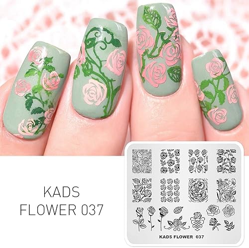 Miniatura 2 de KADS Placa de estampado de uñas estilo chino Plantilla de flores de diseño de imágenes para decoración de uñas y arte de uñas DIY (FL042)