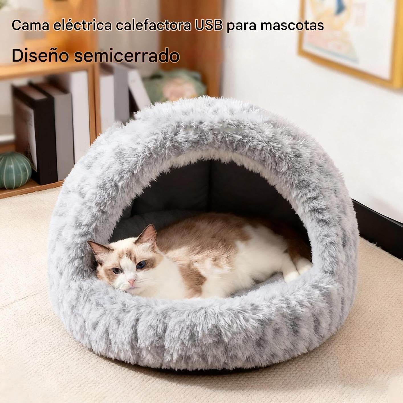 Cama Calefactada para Gatos - Cueva de Gatito para Invierno - Refugio Tiempo Frío - para Dueños De Mascotas Amantes De Los Animales Clima Frío Interior Hogar Sueño Nocturno Siesta