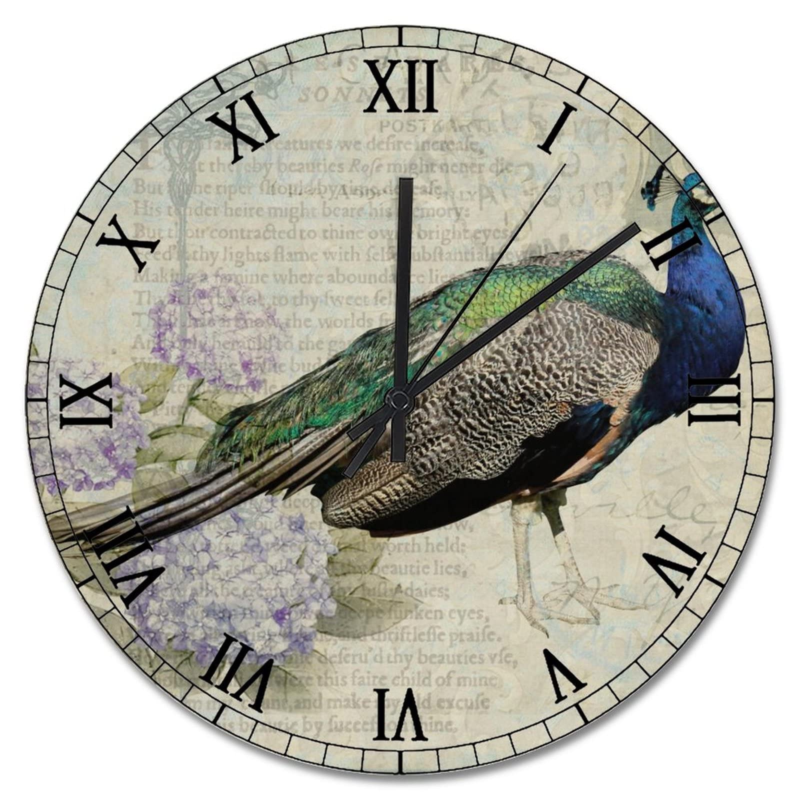 Horloge murale vintage romantique paon pour sublimer vos murs