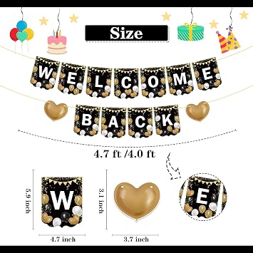 Welcome Back Banner Back to Home Back to Work Happy Retirement Family Reunion Party Decoration Supplies Classroom School Decor Print Bunting Banner