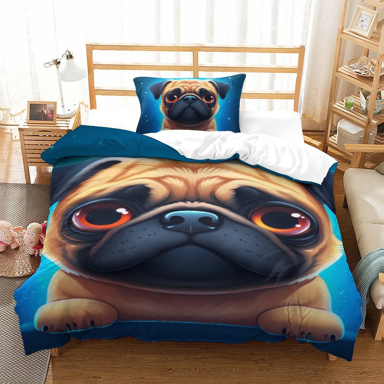 Housse de couette bouledogue français pour chambre d'enfant et ado cosy