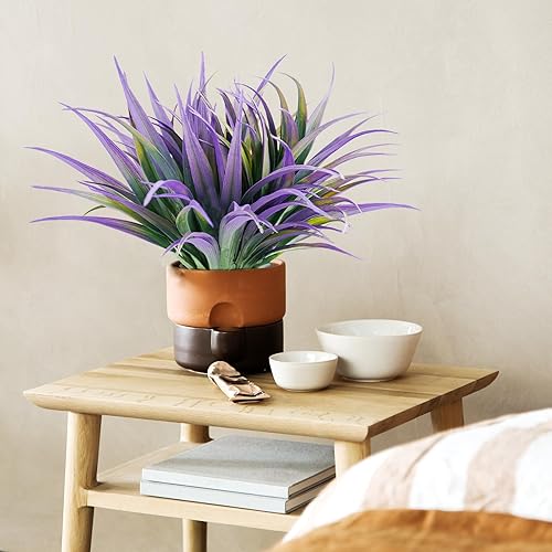 Miniatura 7 de Hierba artificial artificial, 12 piezas de hierbas sintéticas para exteriores, plantas de plástico, vegetación resistente a los rayos UV para