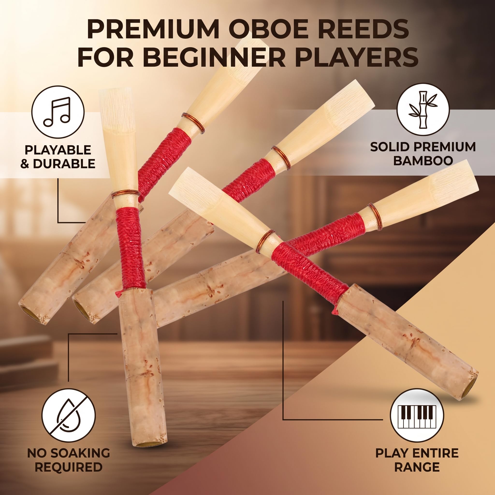 Cañas de Oboe para Principiantes Bambú Dureza Media