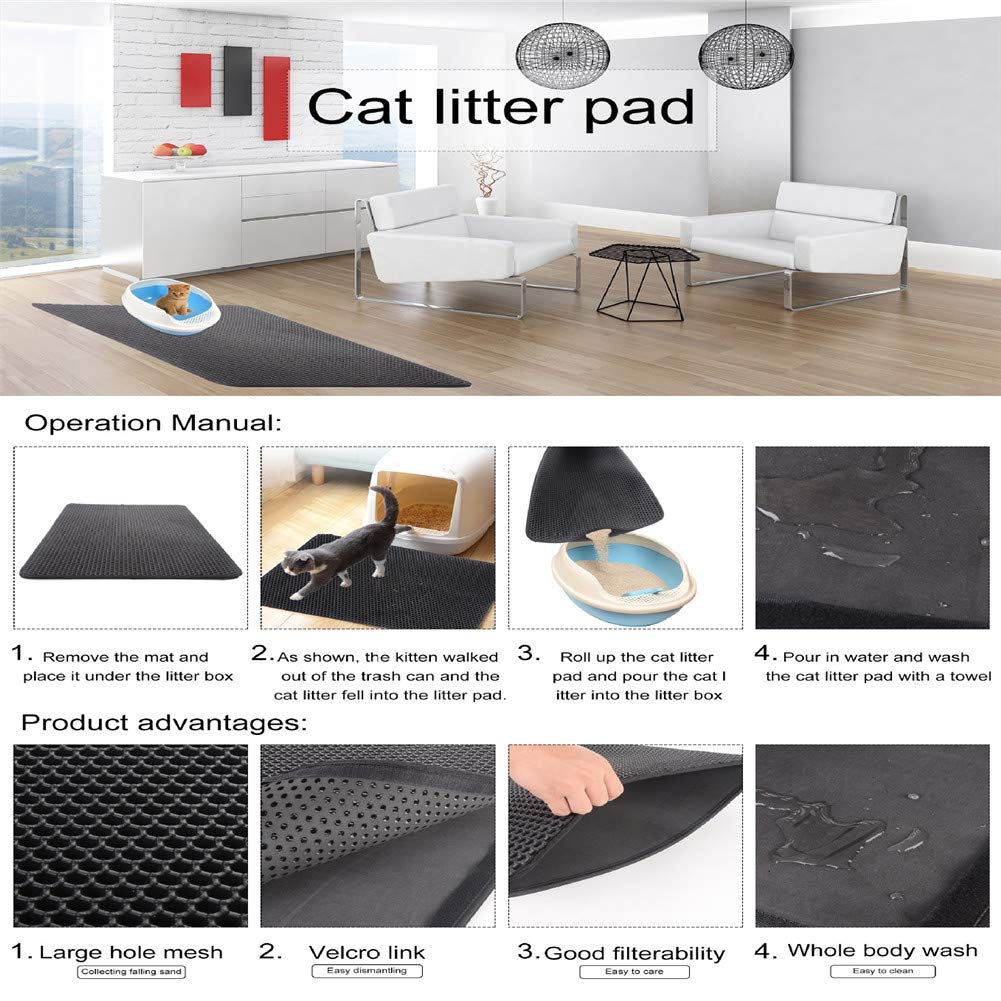 Katzenklo Matte, Katzenstreu Matte 40x 50cm Katzenklo Unterleger Waben Design Katzenklo Vorleger Wasserdichte Doppelte Schichte Entwurf Bienenwabe Matte