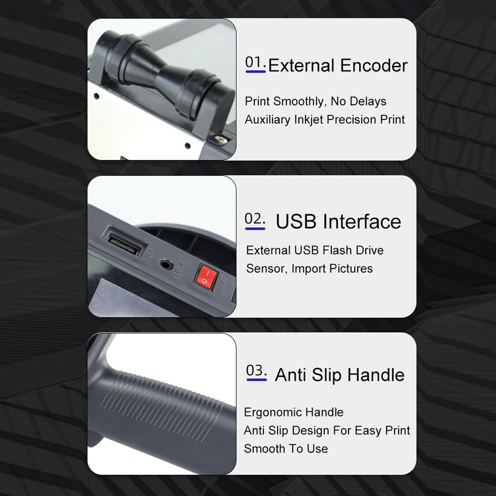 Impresora de Inyección de Tinta Portátil, Pistola de Impresora Portátil Portátil con Pantalla Táctil de 4.3 Pulgadas, Altura de Impresión de 0.078 a 0.5 (Enchufe de la UE)