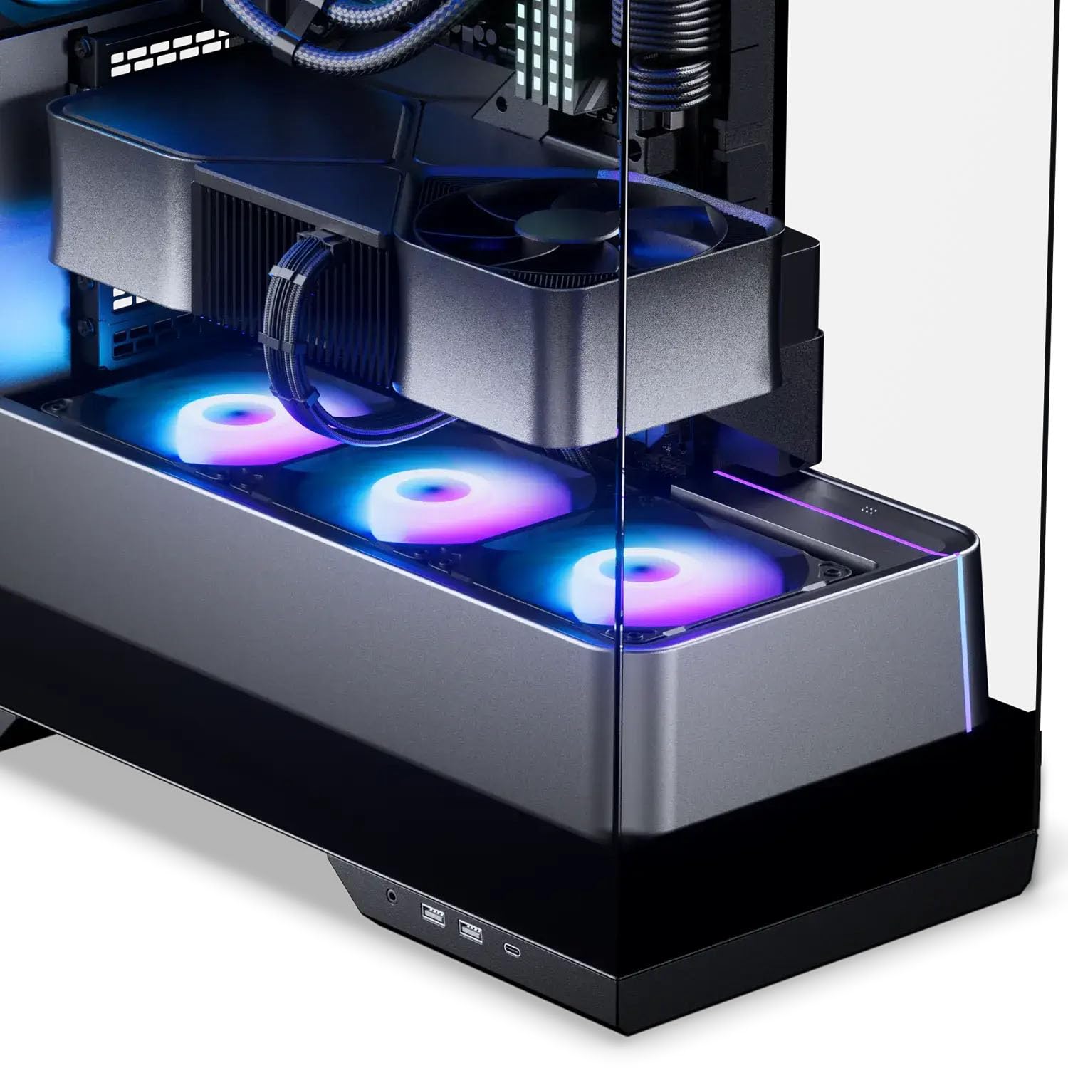PHANTEKS Evolv S2 PC-Gehäuse Schwarz | E-ATX Midi-Tower mit Panorama-Glas, RGB, Back-Connect, 4X 120 mm Lüfter vorinstalliert