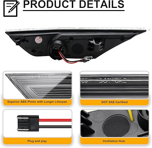 Miniatura 5 de Para luces laterales cívicas de 10 generación 2016-2021  Reemplazo de luces de guardabarros ámbar para Hond'a Civic Sedan Coupe Hatchback 2016 2017