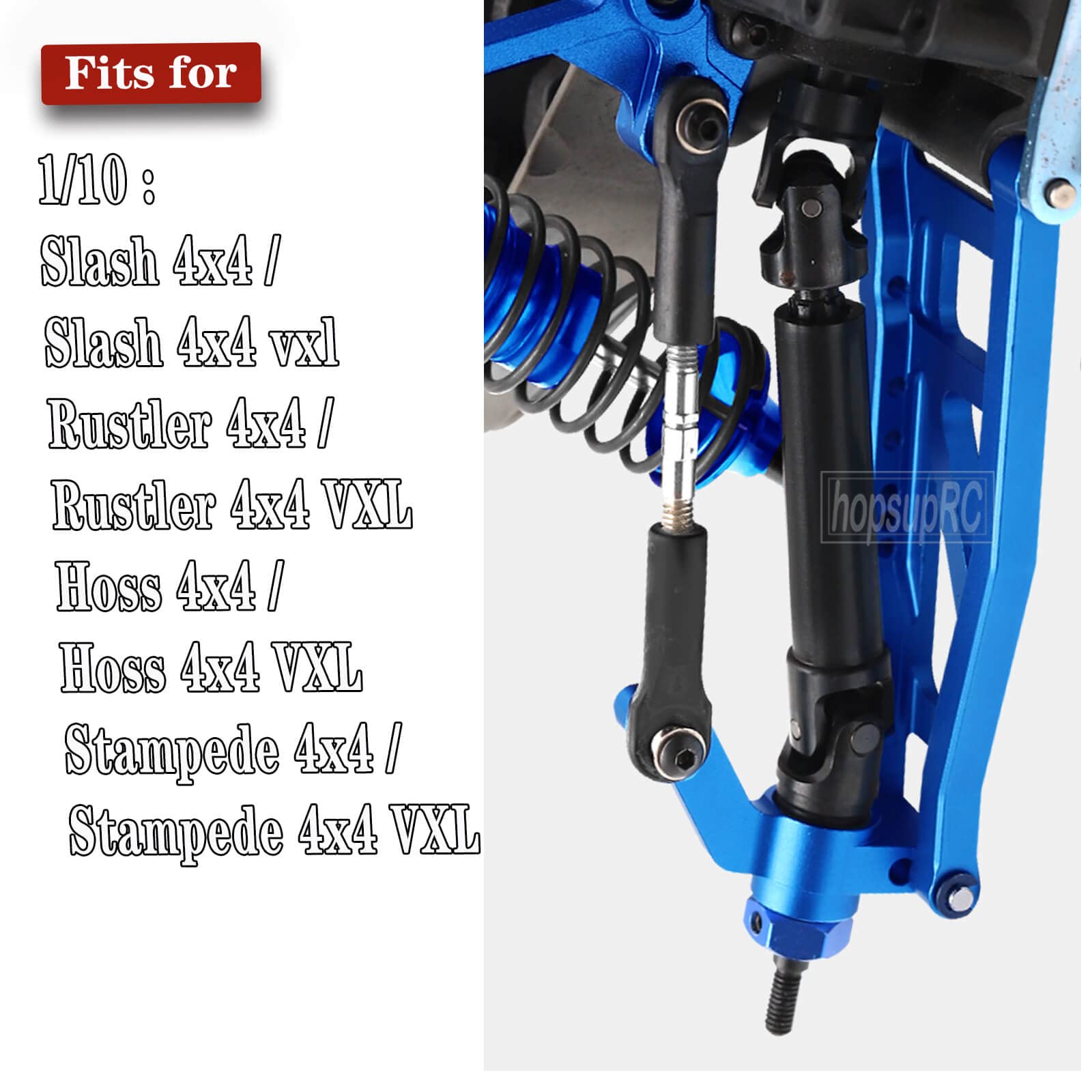 hopsupRC Front Rear Suspension A Arm Upgrades Part for 1/10 Slash 4x4 VXL/Rustler 4x4 VXL/Stampede 4x4 VXL/Hoss 4x4 VXL 4wd,4pcs Aluminum A Arms (More Durable Arm) Hops Up,Blue