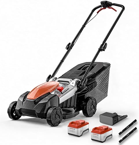 18 Inch Cordless Lawn Mower, 40V Brushless Mower with 2×5.0Ah Batteries