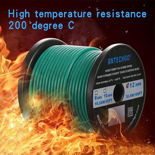 Vista 71 de BNTECHGO Carrete de alambre de silicona calibre 12, 50 pies, color rojo, flexible, 12 AWG, alambre de cobre estañado trenzado