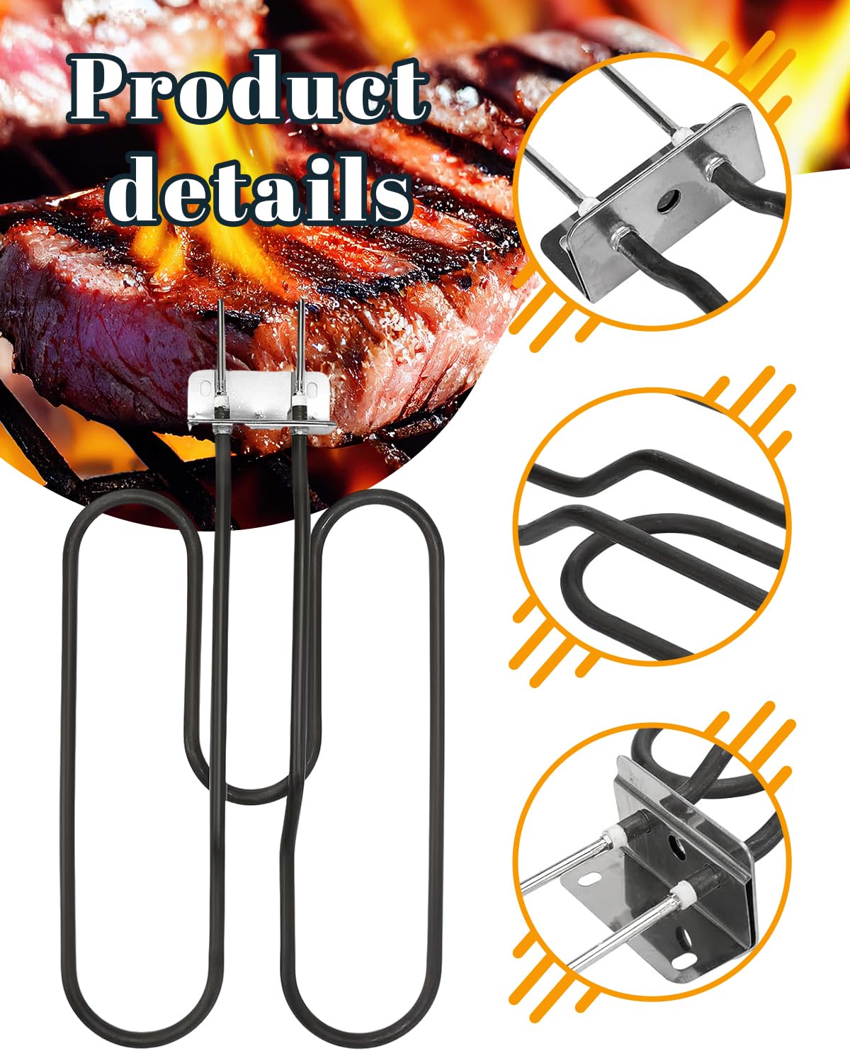 Semaiki Élément Chauffant de Rechange Compatible avec Weber 66631 80342 80343 65620 Q140 Q1400 Serie en Acier Inoxydable pour Barbecue
