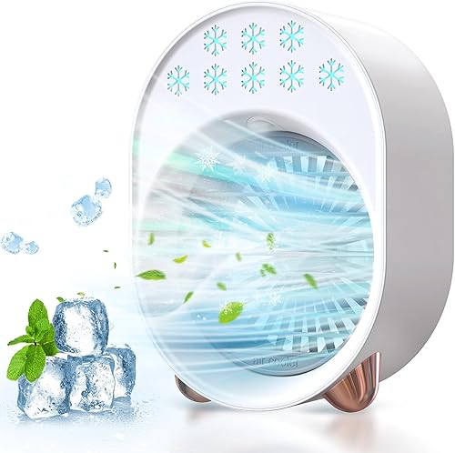 clleylise Aire acondicionado portátil, ventilador de aire portátil, carga USB personal para el hogar, ventilador pequeño de CA, mini humidificador,