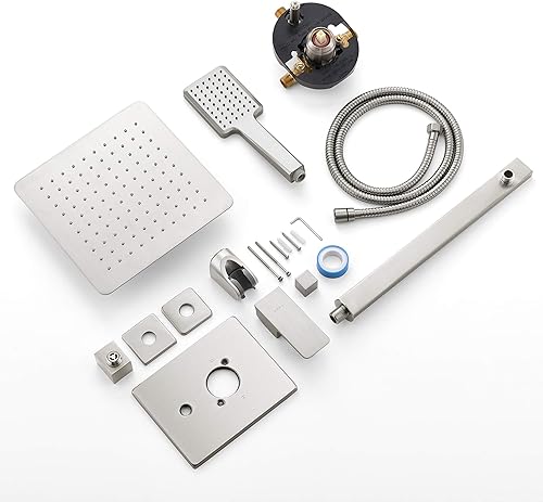 Miniatura 8 de SOKA Cabezal de ducha de lluvia de 9 pulgadas con cabezal de ducha de mano para baño sistema de ducha de lluvia dual combo de ducha de 3 ajustes con