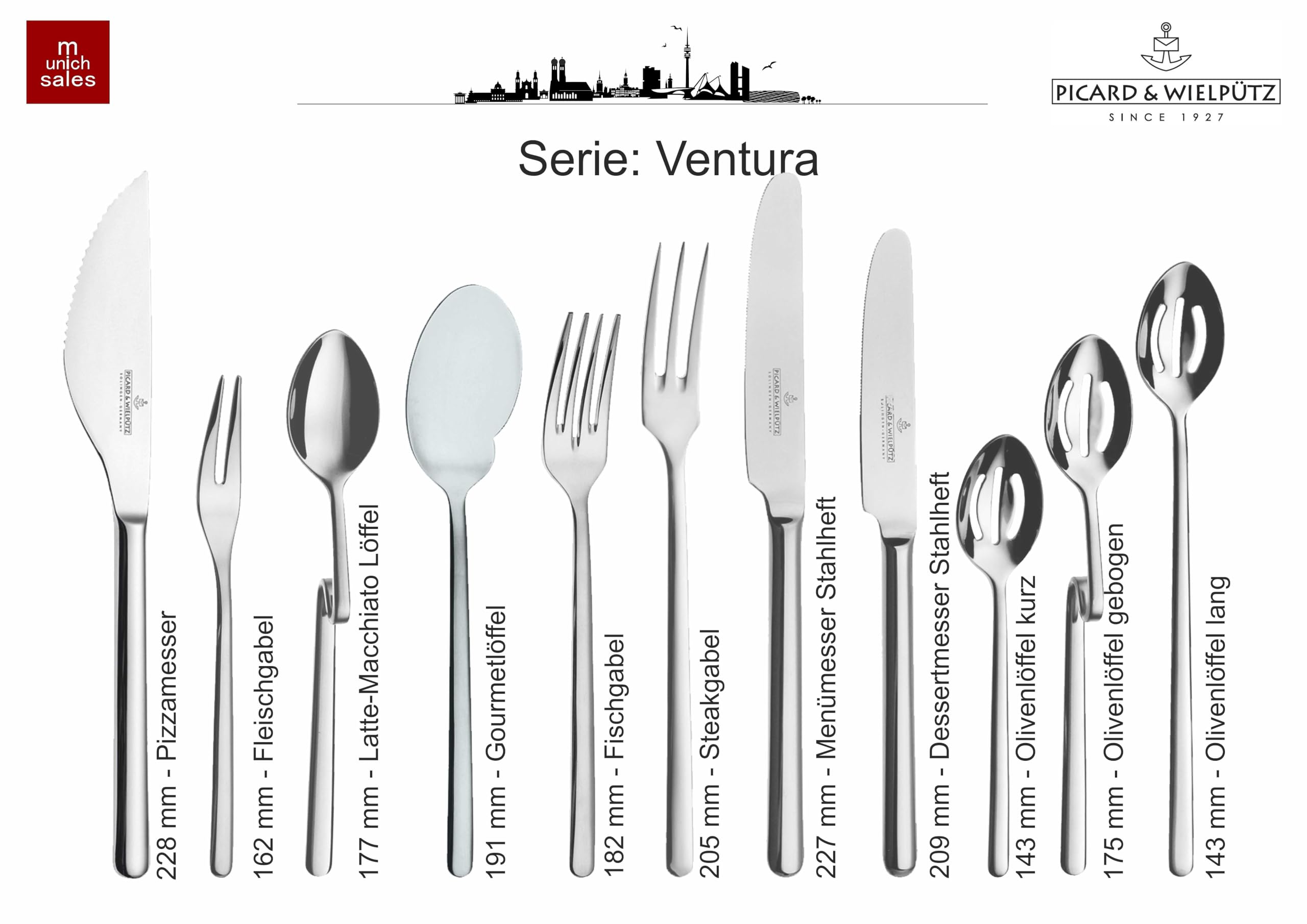 Set di posate da 30 pezzi della serie Ventura 6108 di Picard & Wielpütz in scatola regalo nera con chiusura magnetica