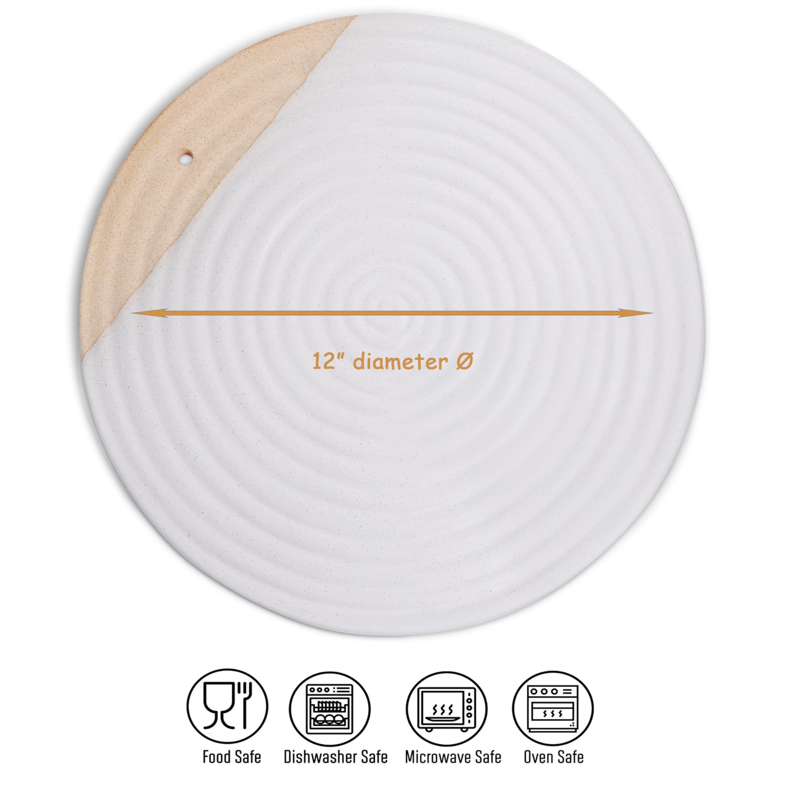 Amarcado Tabla redonda de cerámica para charcutería de 12 pulgadas, juego de tablas de charcutería, juego de tablas de queso, bandeja de carne y queso, tabla de cortar queso, juego de platos para