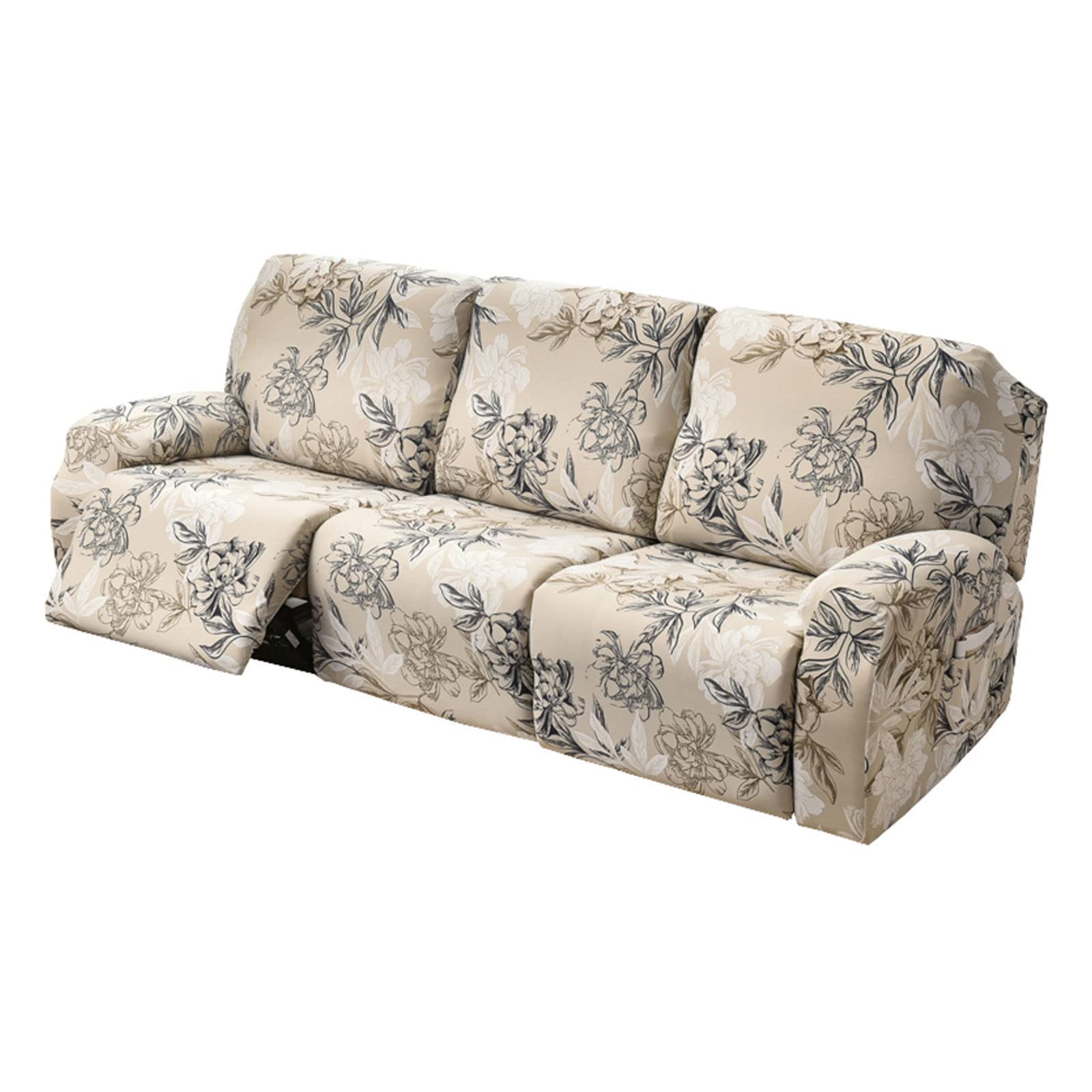 JHLD 1/2/3 Seater Stretch Recliner Cover, Printed Recliner Chair Cover With Side Pocket Machine Washable Recliner Slipcovers Recliner Protector For Living Room-K-3 seater