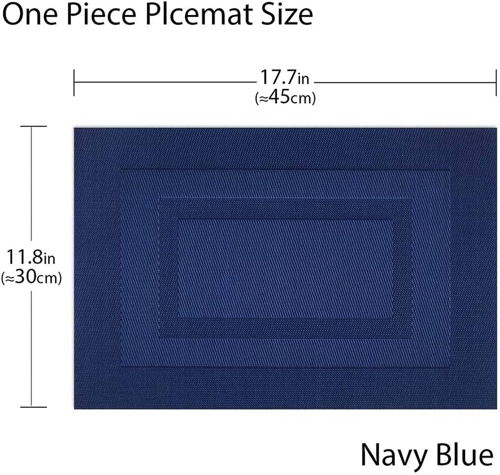 8-Piece PVC Placemat Set Navy Blue Table Mat Set Thanksgiving Picnic Barbecue Party