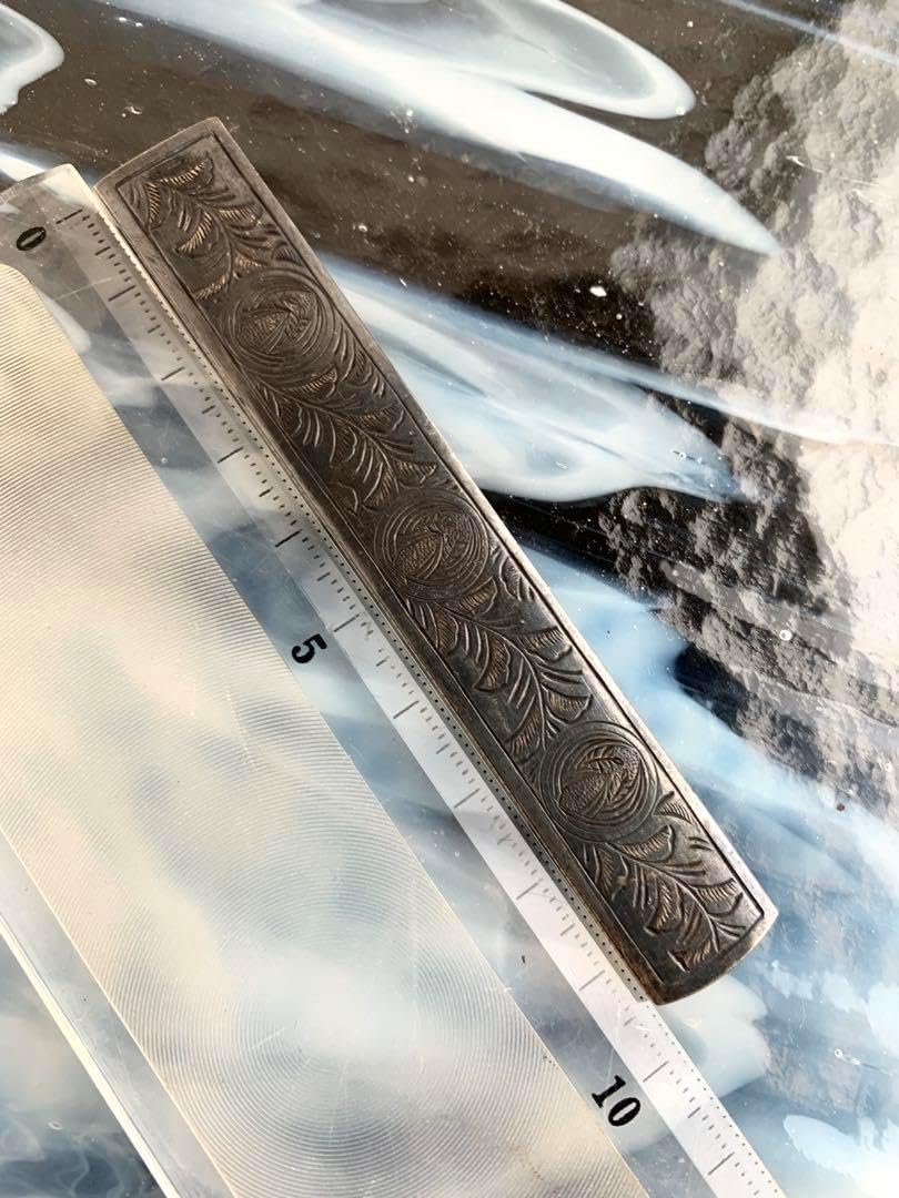 小柄袋 植物図彫刻模様 刀装具 木製ケース付き 彫刻刀 ケース 龍