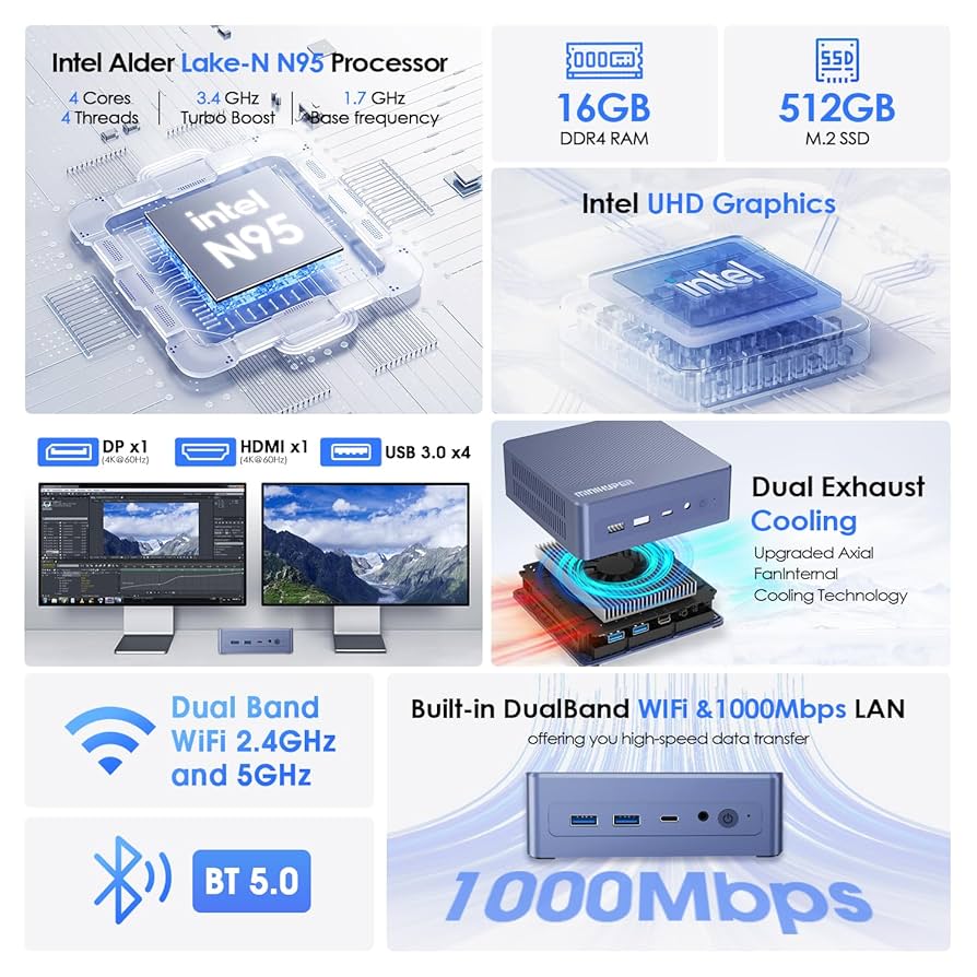 Ryzen DDR4 16GB 512GB SSD】 (4C/8T ミニPC Amazon.com: Machenike Mini Desktop, AMD 8-Core Ryzen 9