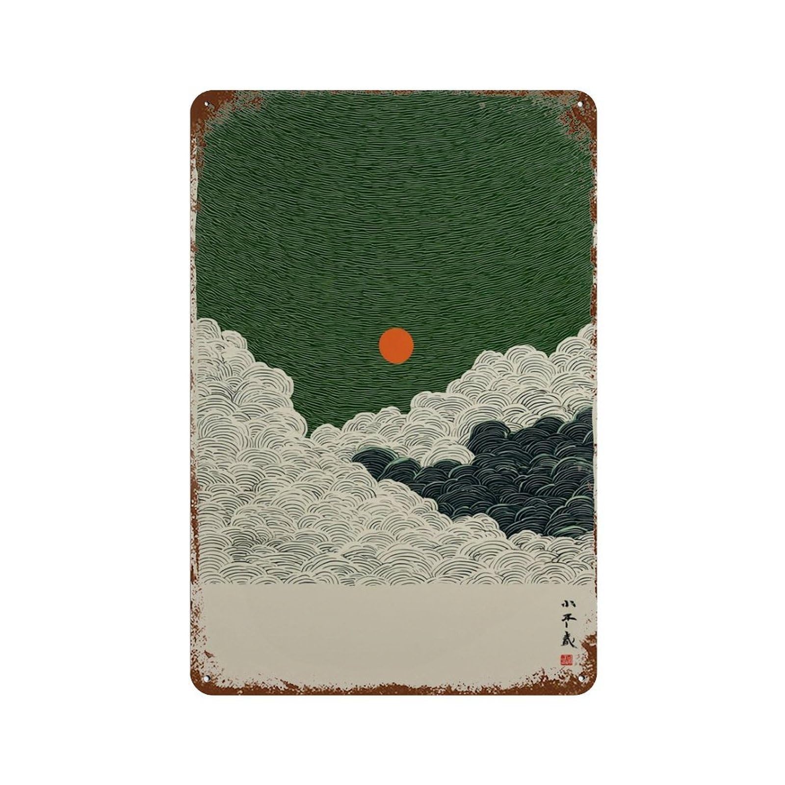 xiaoxiaoshen Japanese Cloudscape Minimalist Retro Style Wall Decor Art Metal Tin Poster Modern Home Decor Art Home Bar Shop Decorations Vintage Sign 30x20cm