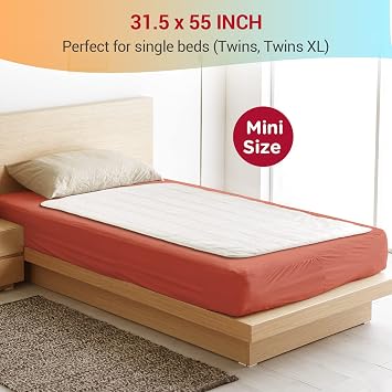 Comfytemp Heated Mattress Pad Mini Twin Size 31 x 55, Single Controller Quilted Electric Mattress Pads with 7- Layer Structure, 3 Heat Settings, 10H Auto-Off, Gifts for Grandma Mom Wife, Washable
