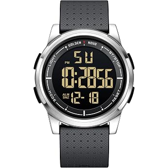 GOLDEN HOUR Ultrad nne Minimalistische Sportuhr wasserdichte Digitaluhren Herren mit Weitwinkel-Helles Display Gummiband Armbanduhr f r Herren Damen