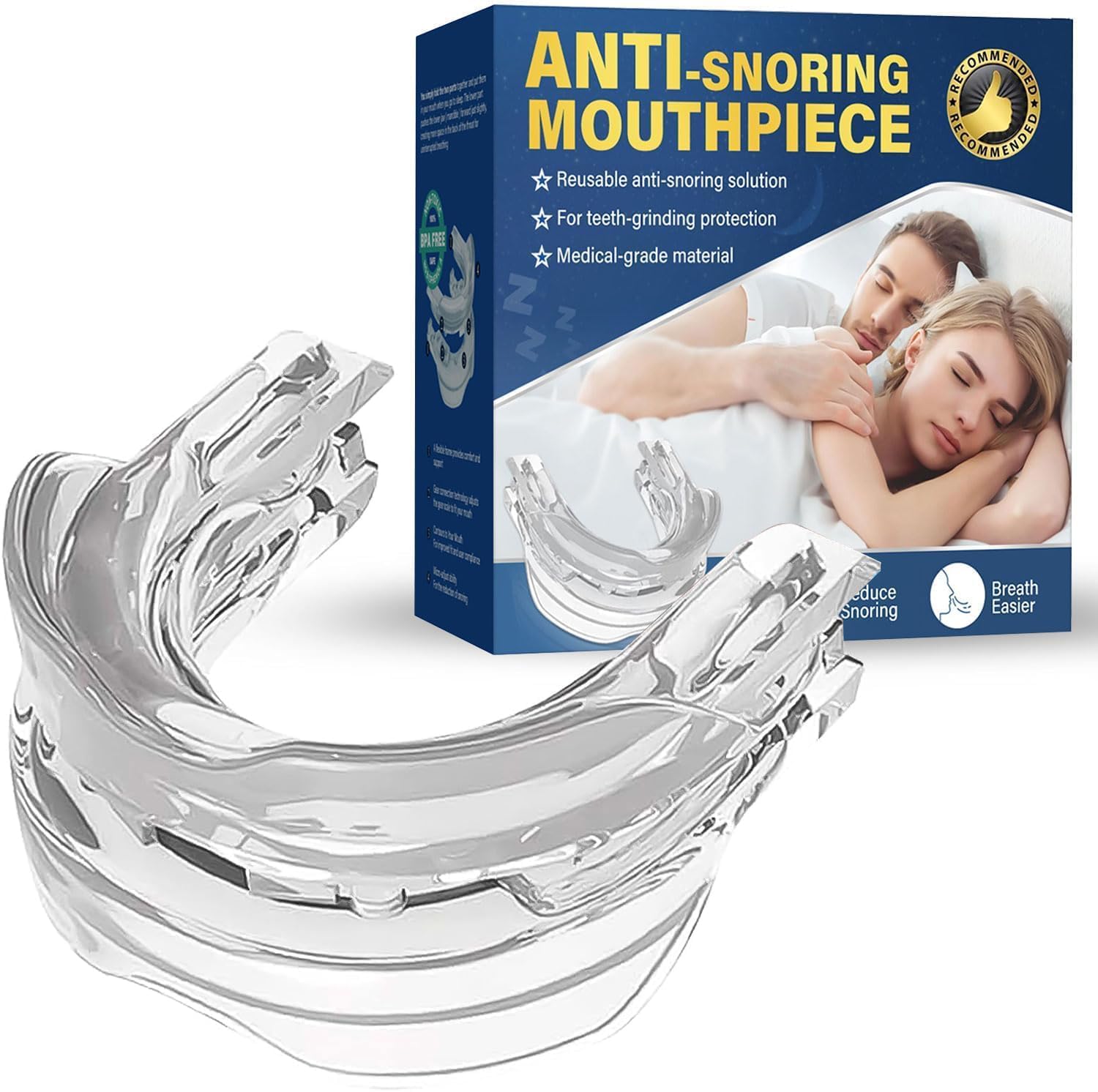 Snoring Aids for Men, Anti Snoring Devices, Reusable Anti Snore Stopper Mouth Guard to Stop Snore 1Pack Blue